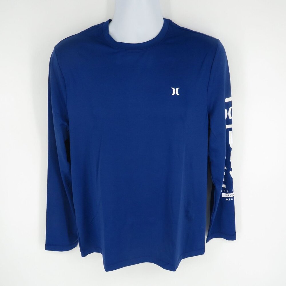 Hurley Men's Long Sleeve Blue Stretch UPF Sun Shirt Medium NWT